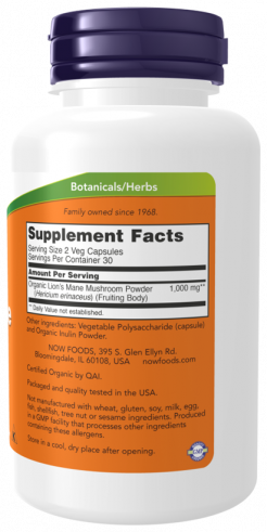 NOW Org Lion's Mane Mushroom, 60 капсул