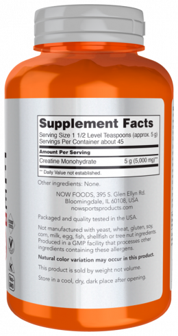 NOW Creatine Monohydrate, Креатин Моногидрат, 227 грамм