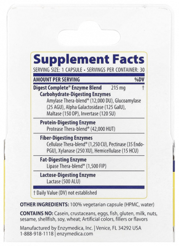 Enzymedica Digest, Дайджест, 30 капсул