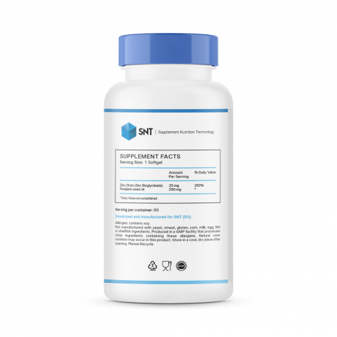 SNT Zinc Chelate 25 mg, Цинк Хелат 25 мг, 60 капсул