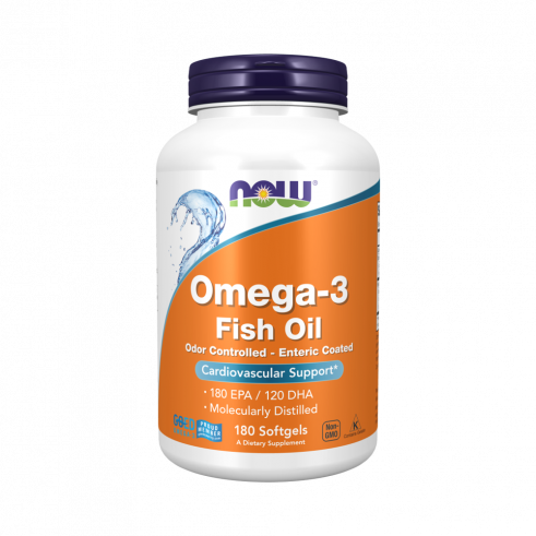 NOW Omega-3 Molecularly Distilled &amp; Enteric Coated, 180 капсул